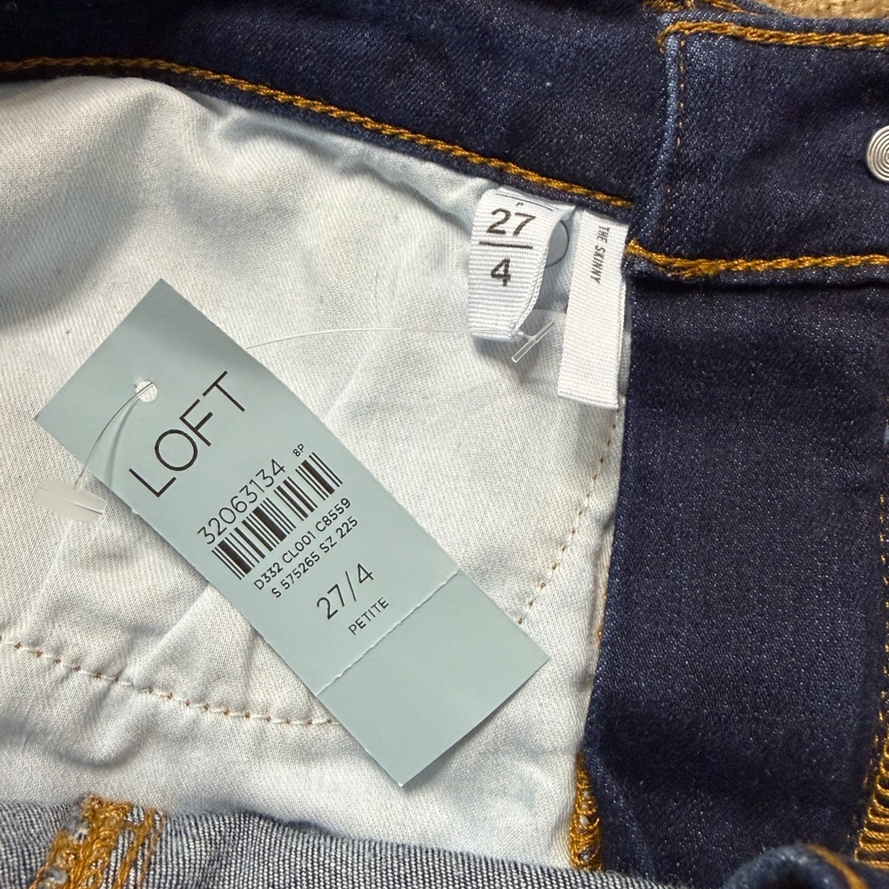 NWT LOFT Petite Mid Rise The Skinny Jeans in Vintage Dark Wash 27p - Picture 7 of 11